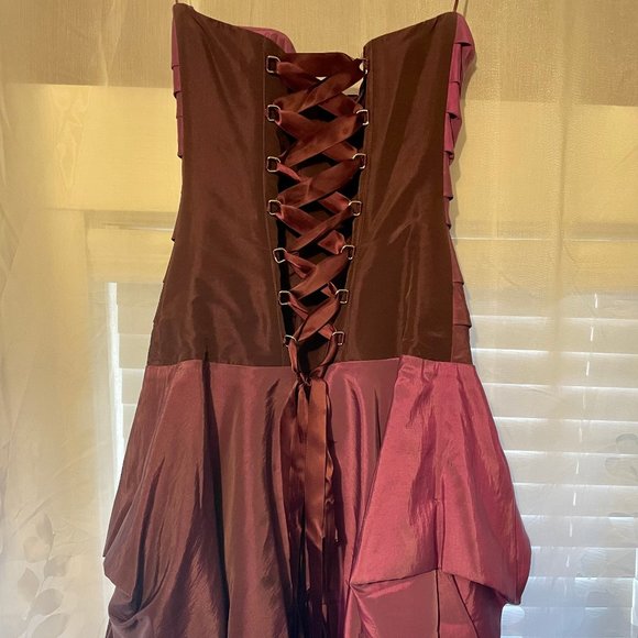 Kevan Jon Pink and Purple ombre corset hitch strapless dress, size L - Picture 3 of 6